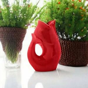 New Original Gurgle Pot  RED Large 9.5" 42 Ounce Stoneware Gurglin…